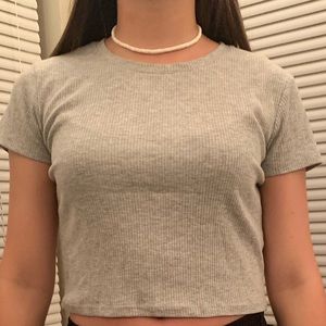 ribbed grey crop top